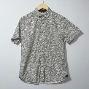 Ricky singh Denim & flower slim fit button down floral shirt women's size medium